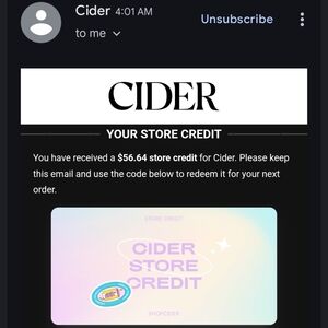 Cider Store Credit